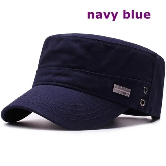 Navy Blue - Army, Military Flat Cadet Top Hat, Cotton Military Adjustable‎ Cap - Picture 1 of 1